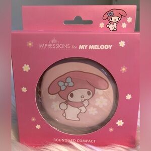 Impressions Vanity My Melody Portable Round LED Compact Mirror for Purse,